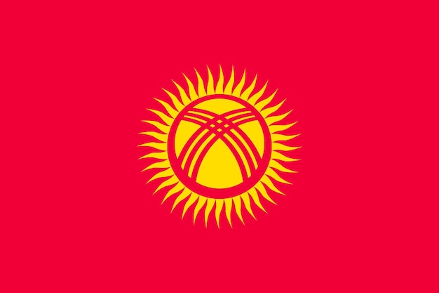 벡터 키르기스스탄 공화국의 국기 공식 국가 국가의 애국 기호 빨간색 배경에 태양 중앙 아시아 상태 벡터 아이콘 그림의 상징