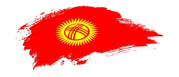 Вектор Государственный флаг кыргызстана с эффектом мазка кривой пятна на белом фоне