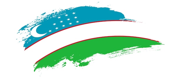 Вектор Государственный флаг узбекистана с эффектом мазка кривой пятна на белом фоне