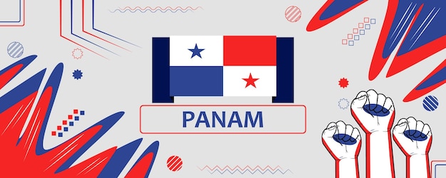 National flag of panam with rising hand banner country banner vector eps10