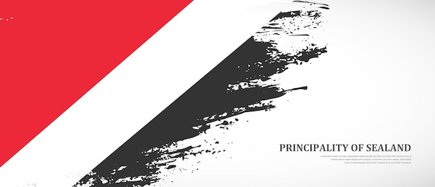 National flag of Principality of Sealand with hand drawn textured brush flag banner background