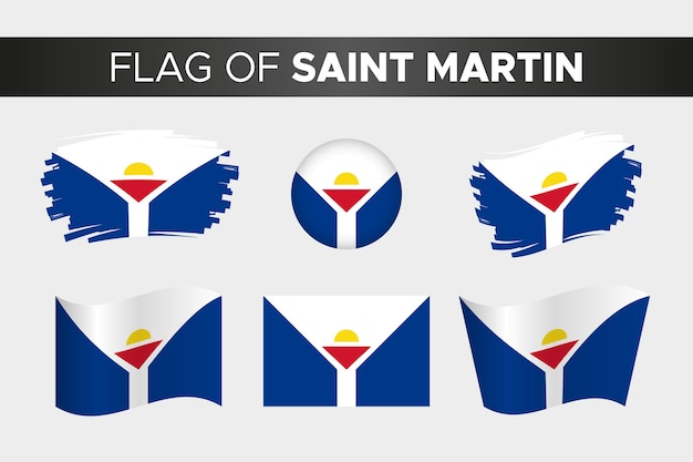 National flag of saint martin in brush stroke wavy circle button style and flat design