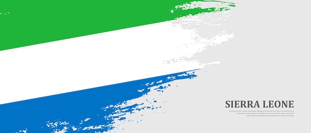 National flag of Sierra Leone with hand drawn textured brush flag banner background