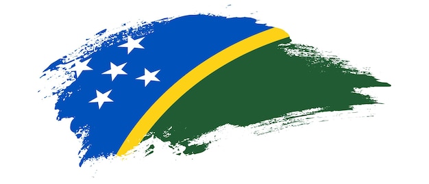 Государственный флаг Соломоновых островов с эффектом мазка кривой кистью на белом фоне