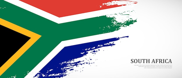 National flag of South Africa with hand drawn textured brush flag banner background