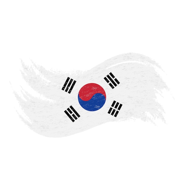 Vector national flag of south corea designed using brush strokesisolated on a white background vector illustration