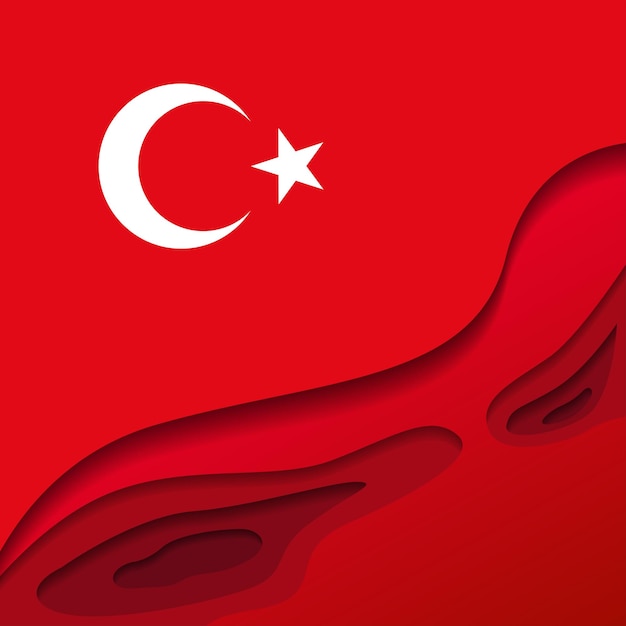 national flag of turkey paper cut effect  background vector illustration