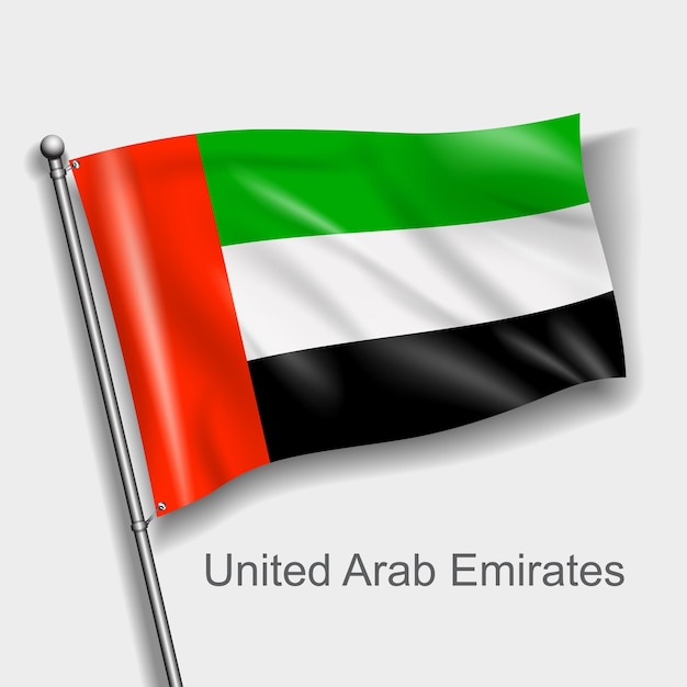 Vettore la bandiera nazionale degli emirati arabi uniti in asia