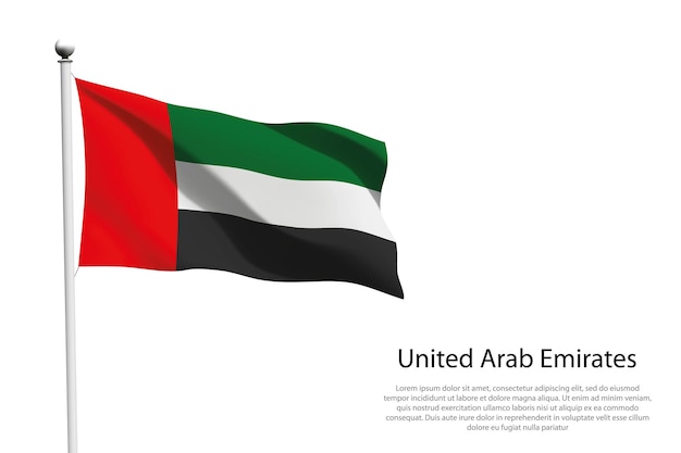 Vector national flag united arab emirates isolated waving on white background