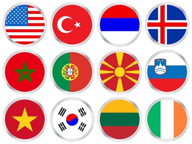 Vector national flags circle icon set vector illustration