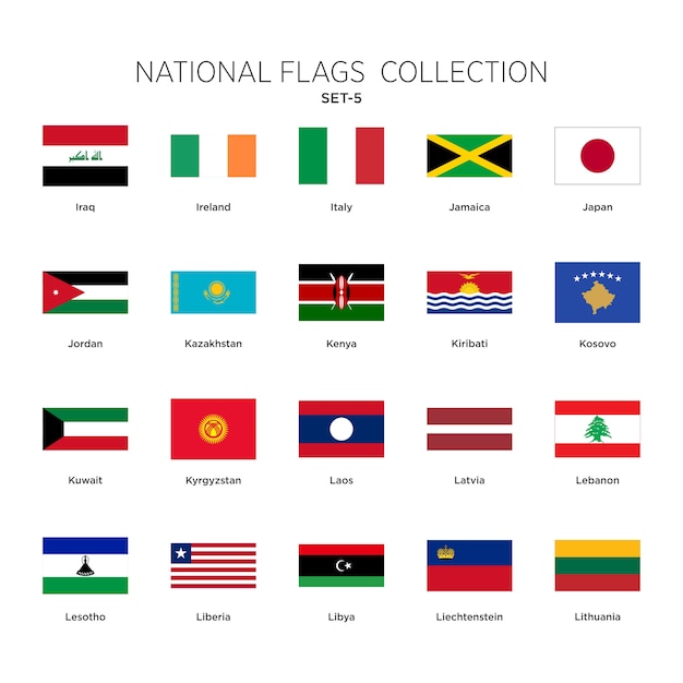 Vector national flags collection set