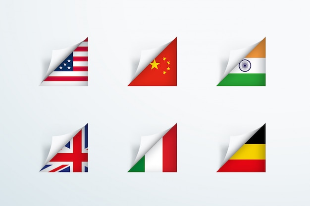 Бумажный уголок с национальными флагами