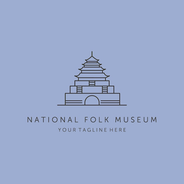 Vector national folk museum line art logo vector symbol illustration design