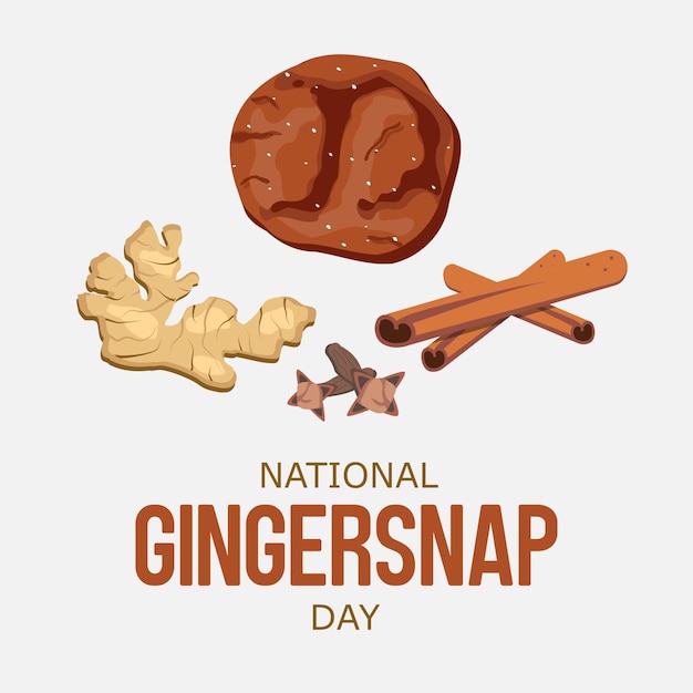 Post di celebrazione della giornata nazionale del gingersnap con l'icona dell'ingrediente di biscotto cannella chiodi di garofano e zenzero