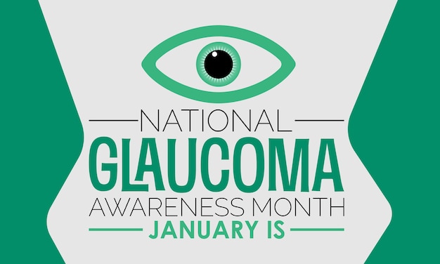 Vettore modello vettoriale del mese nazionale di sensibilizzazione sul glaucoma concept di salute oculare e cura della vista con test del glaucoma e progettazione di poster di banner di campagna di sensibilizzazione sullo sfondo