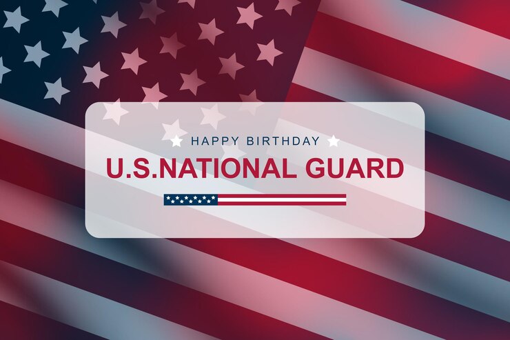 Vector national guard birthday background design with american flag