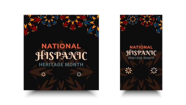 Vector national hispanic heritage month abstract flower ornament social media design