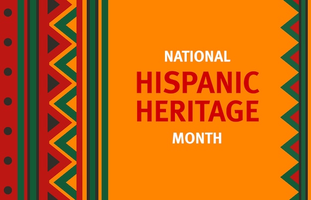 National hispanic heritage month banner with ornament pattern Hispanic heritage month celebration flyer or poster Latin America ethnic holiday vector background with mexican embroidery ornament