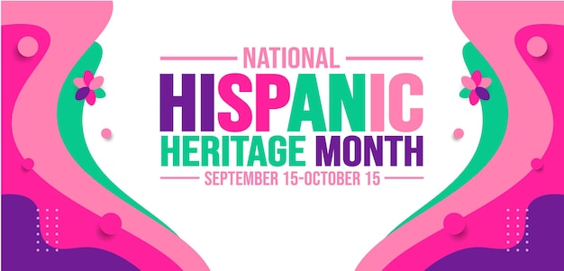 National Hispanic Heritage Month celebration colorful background typography banner placard card
