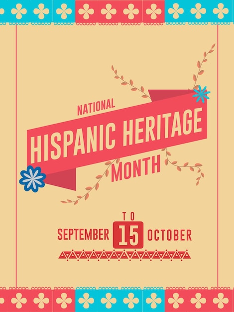 Вектор Месяц национального испаноязычного наследия с сентября по октябрь концепция культуры испаноамериканцев и латиноамериканцев