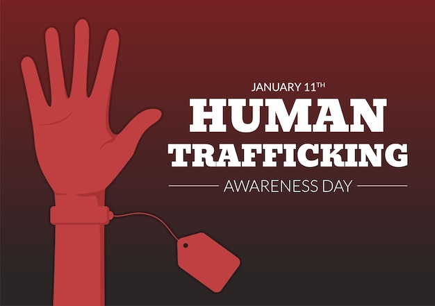 National human trafficking awareness day to handle with life and violence in society in illustration