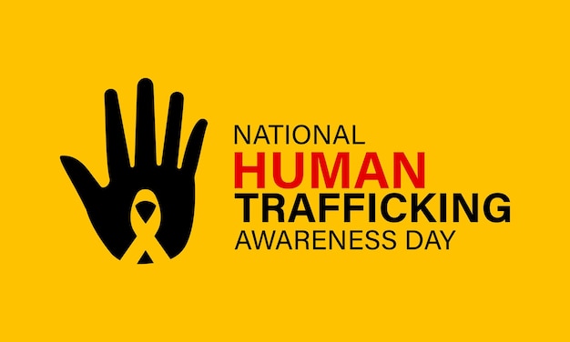 Векторный шаблон Национального дня осведомленности о торговле людьми "Светящий свет на предотвращение торговли людьми и поддержку с осведомленностью"