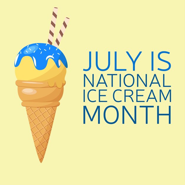 Giornata nazionale del gelato. concetto di vacanza. modello per sfondo, banner, carta, poster con testo ins