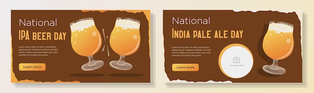 National india pale ale day online banner template set ipa beer celebration advertisement