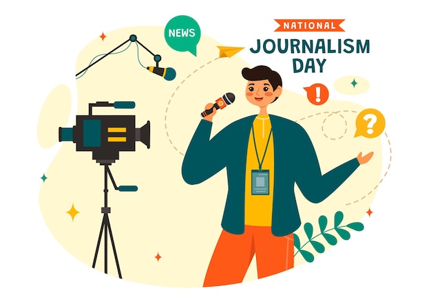 Vector national journalism day illustration to appreciation for the relentless efforts of journalists