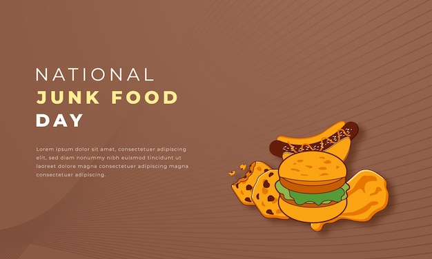 Giornata nazionale della cibo spazzatura stile di taglio di carta disegno vettoriale illustrazione per annunci banner poster di sfondo