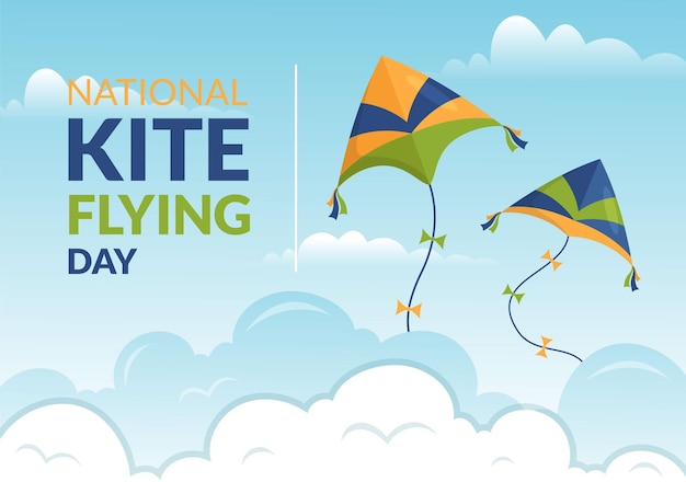 National Kite Flying Day on February 8 of Sunny Sky in Kids Summer Leisure Activity in Illustration