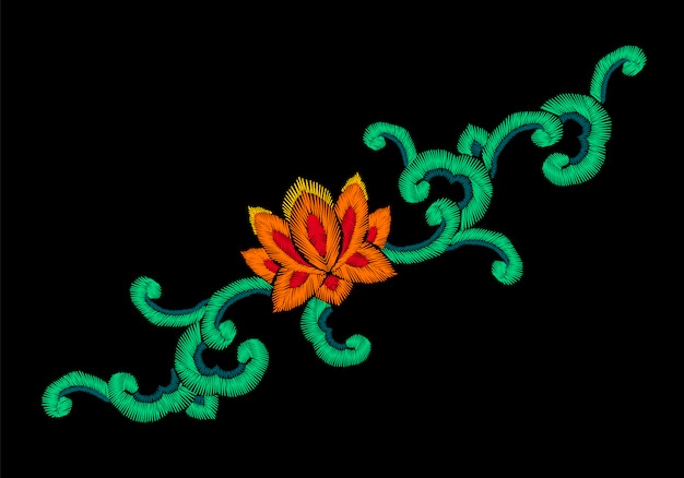 National korean oriental embroidery imitation ornament, lotus