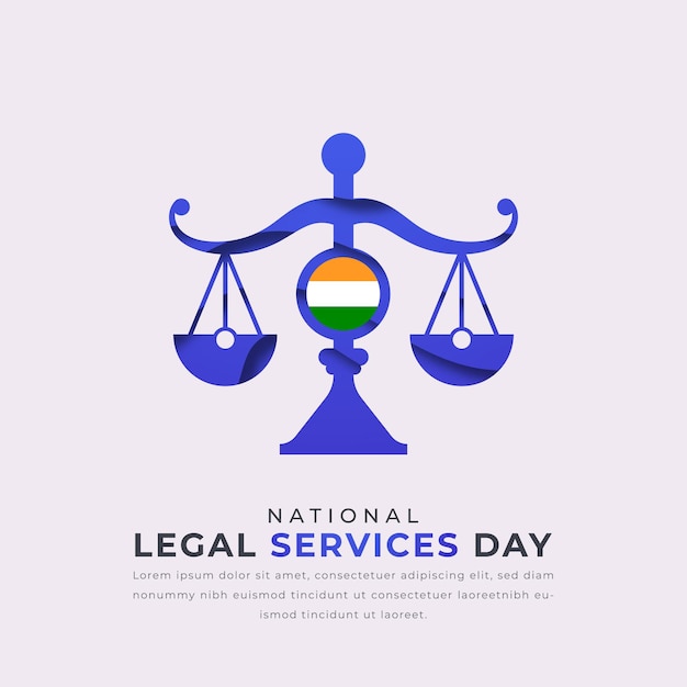 국가 법률 서비스 날 페이퍼  스타일 터 디자인 배경 포스터 배너 일러스트레이션