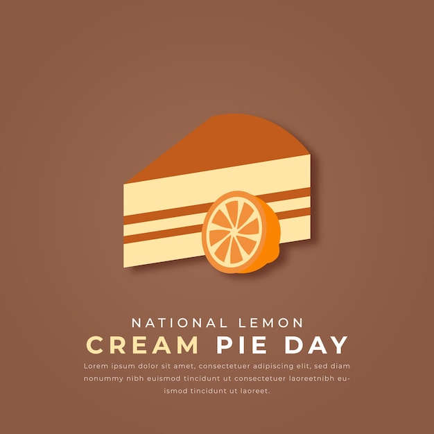 National Lemon Cream Pie Day Paper cut style Vector Design Illustration for Background Poster Banner