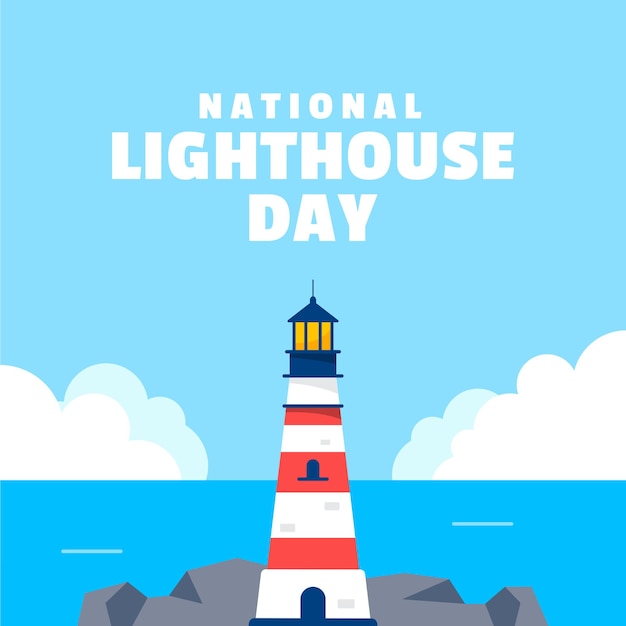 National Lighthouse Day Flat Illustration event