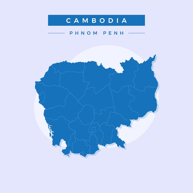 Mappa nazionale della cambogia mappa della cambogia illustrazione vettoriale vettore della mappa della cambogia