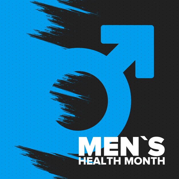 National Men's Health Month in June Health education program Medical and healthcare Vector poster