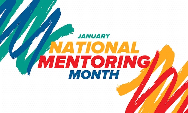 Vector national mentoring month in january coach or teacher education and training knowledge vector art