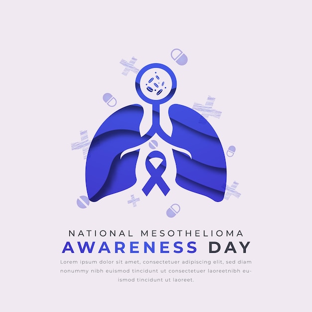 Vector national mesothelioma awareness day paper cut style design illustration for background poster banner