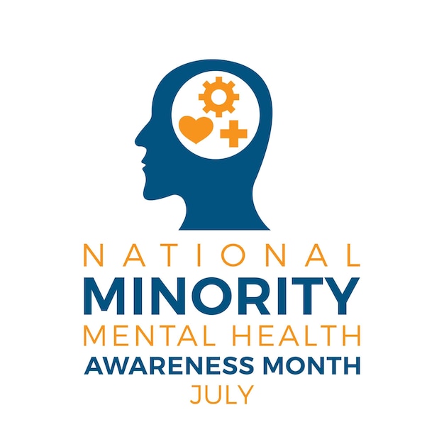 National minority mental health awareness month of july Minority mental health awareness month Vector template for banner greeting card poster with background Vector illustration