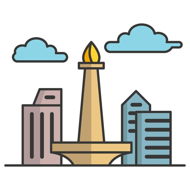 Premium Vector | National monument icon vector of jakarta city on