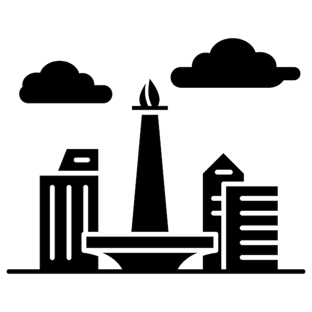 National monument icon vector of Jakarta city on trendy style for design and print