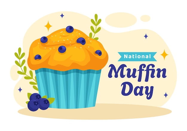 Vector national muffin day vector illustration with chocolate chip food classic muffins delicious