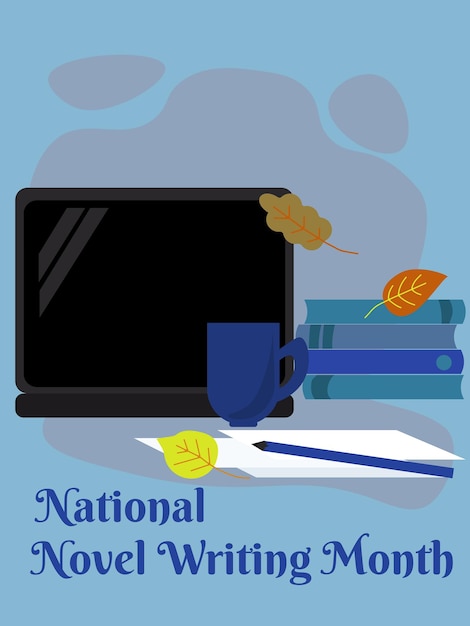 National novel writing month vertical poster banner flyer or placard