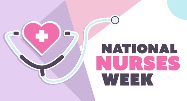 Национальная неделя медсестер плоский дизайн фон шаблон для ежегодных приветствий в соединенных штатах