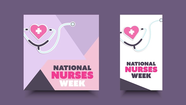 Vector national nurses week flat design social media template for annual greetings in the united states