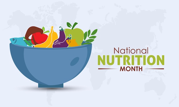 National Nutrition Month Belang van kwaliteit voedzaam voedsel conceptviering in maart