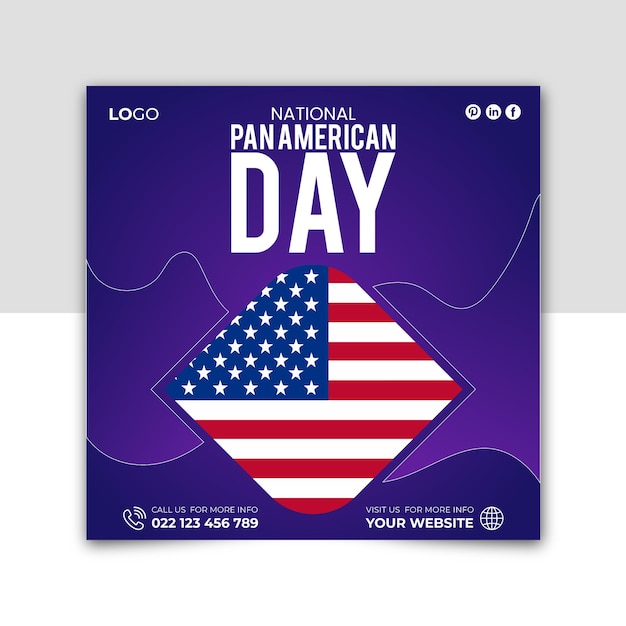 Vettore modello di banner per i social media della giornata panamericana nazionale