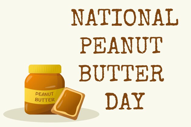 Vector national peanut butter day. peanut butter in jar in flat style