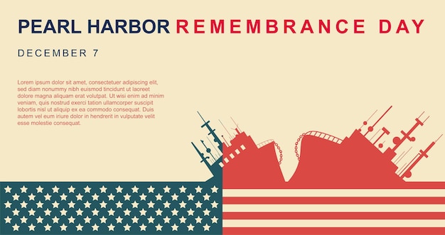 Vector national pearl harbor remembrance day design with american flag